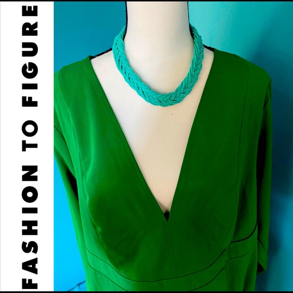 Fashion to Figure Dresses & Skirts - FTF Deep V Wrap Dress Green 20-22